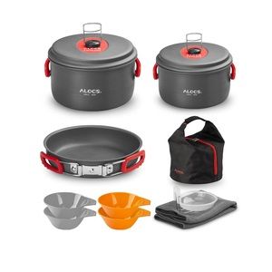 NEW! Camping Cookware Lightweight Compact Durable Pots and Pans Set Carrying Bag